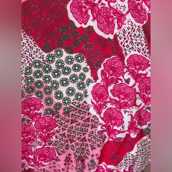 Peixoto $268 ruby smocked mini dress tiered ruffle pink red Anthropologie sz S - Picture 6 of 10